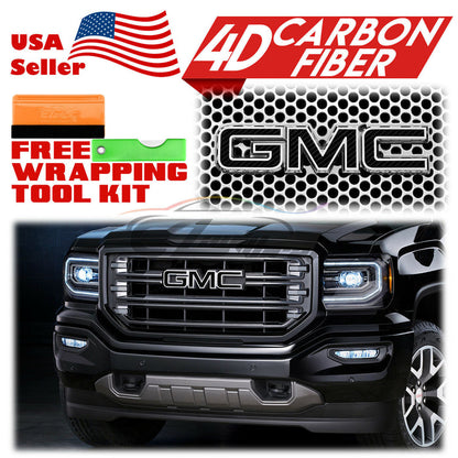 6pcs 4"x6" 4D Carbon Fiber GMC Emblem Overlay