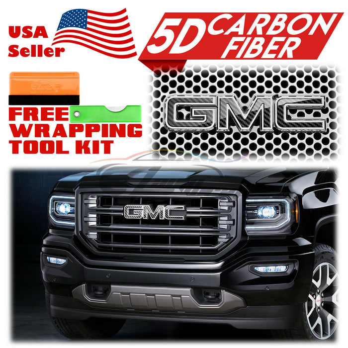6pcs 4"x6" 5D Carbon Fiber GMC Emblem Overlay