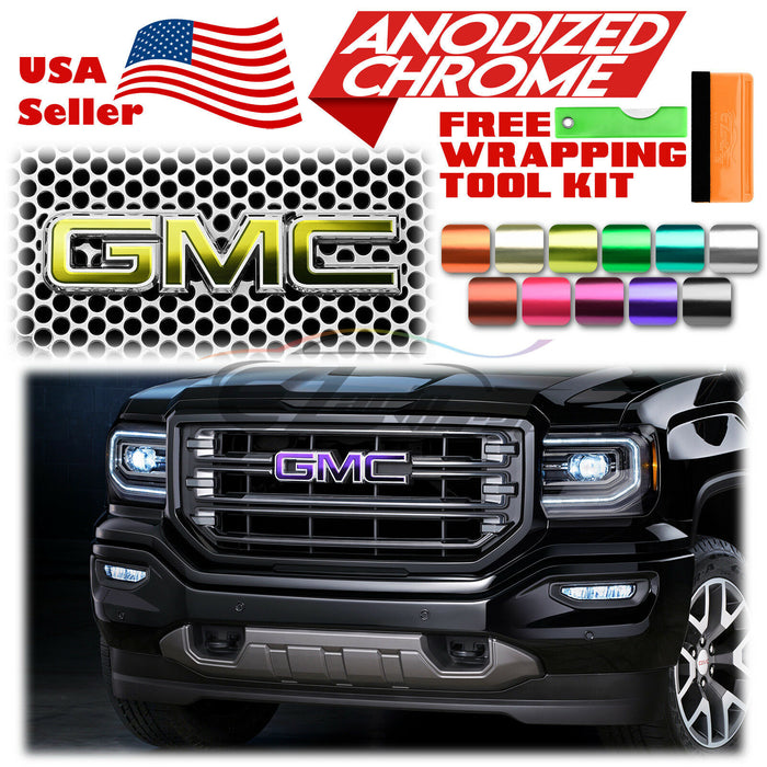 6pcs 4"x6" Anodized Chrome GMC Emblem Overlay