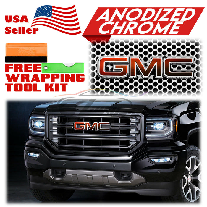 6pcs 4"x6" Anodized Chrome GMC Emblem Overlay