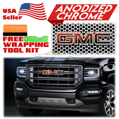 6pcs 4"x6" Anodized Chrome GMC Emblem Overlay