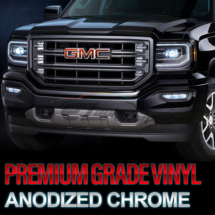 6pcs 4"x6" Anodized Chrome GMC Emblem Overlay