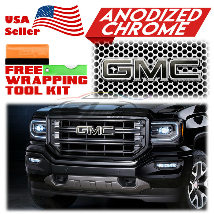6pcs 4"x6" Anodized Chrome GMC Emblem Overlay