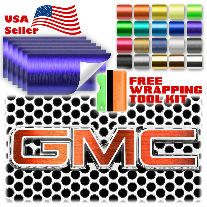 6pcs 4"x6" Brushed Aluminum GMC Emblem Overlay