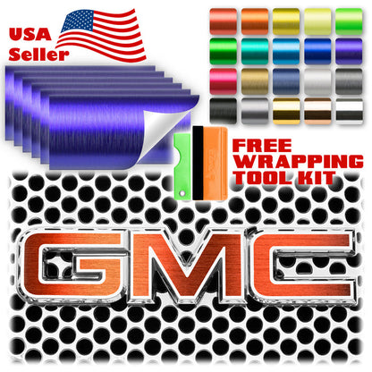 6pcs 4"x6" Brushed Aluminum GMC Emblem Overlay