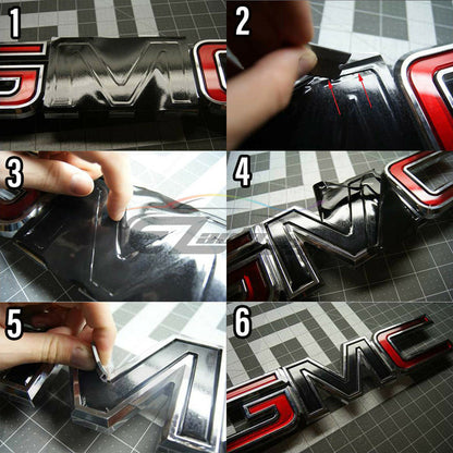 6pcs 4"x6" Leather Texture GMC Emblem Overlay