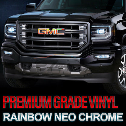 6pcs 4"x6" Rainbow Neo Chrome GMC Emblem Overlay