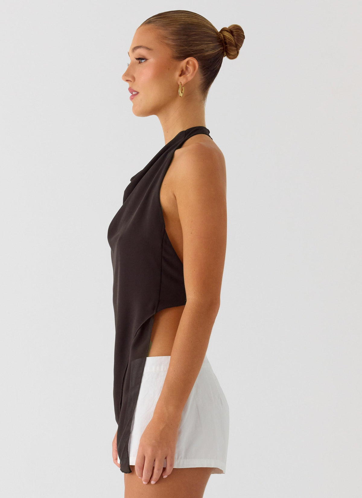 Altego Layered Backless Top - Cool Chocolate