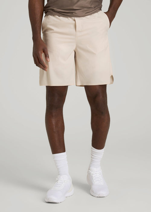 2-in-1 Featherweight Running Short for Tall Men in Light Stone