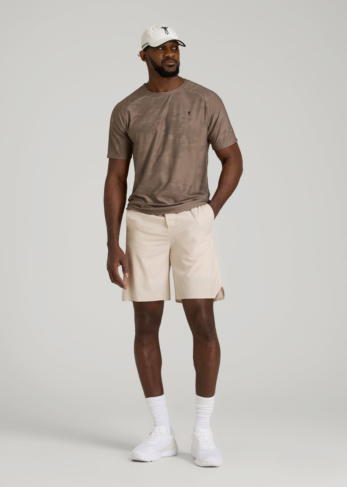 2-in-1 Featherweight Running Short for Tall Men in Light Stone