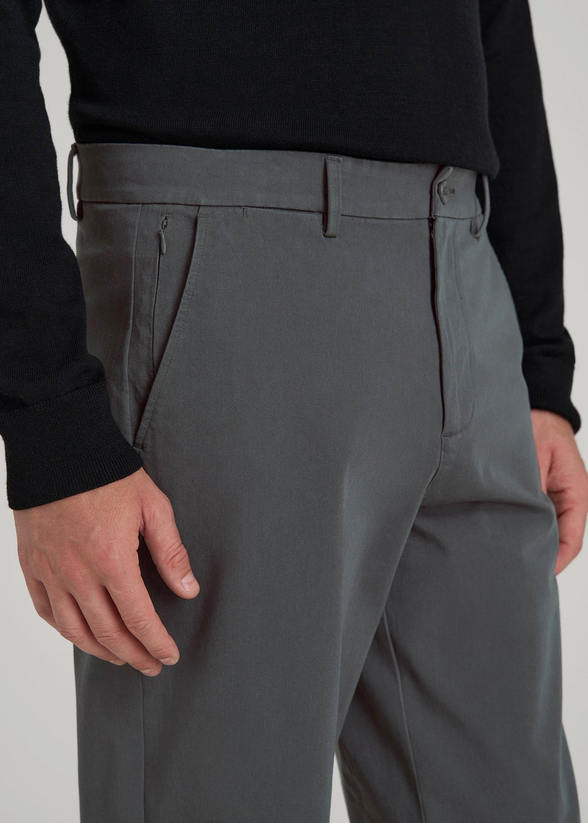 4-Way Stretch Commuter Tapered Chino Pants for Tall Men in Dark Ash