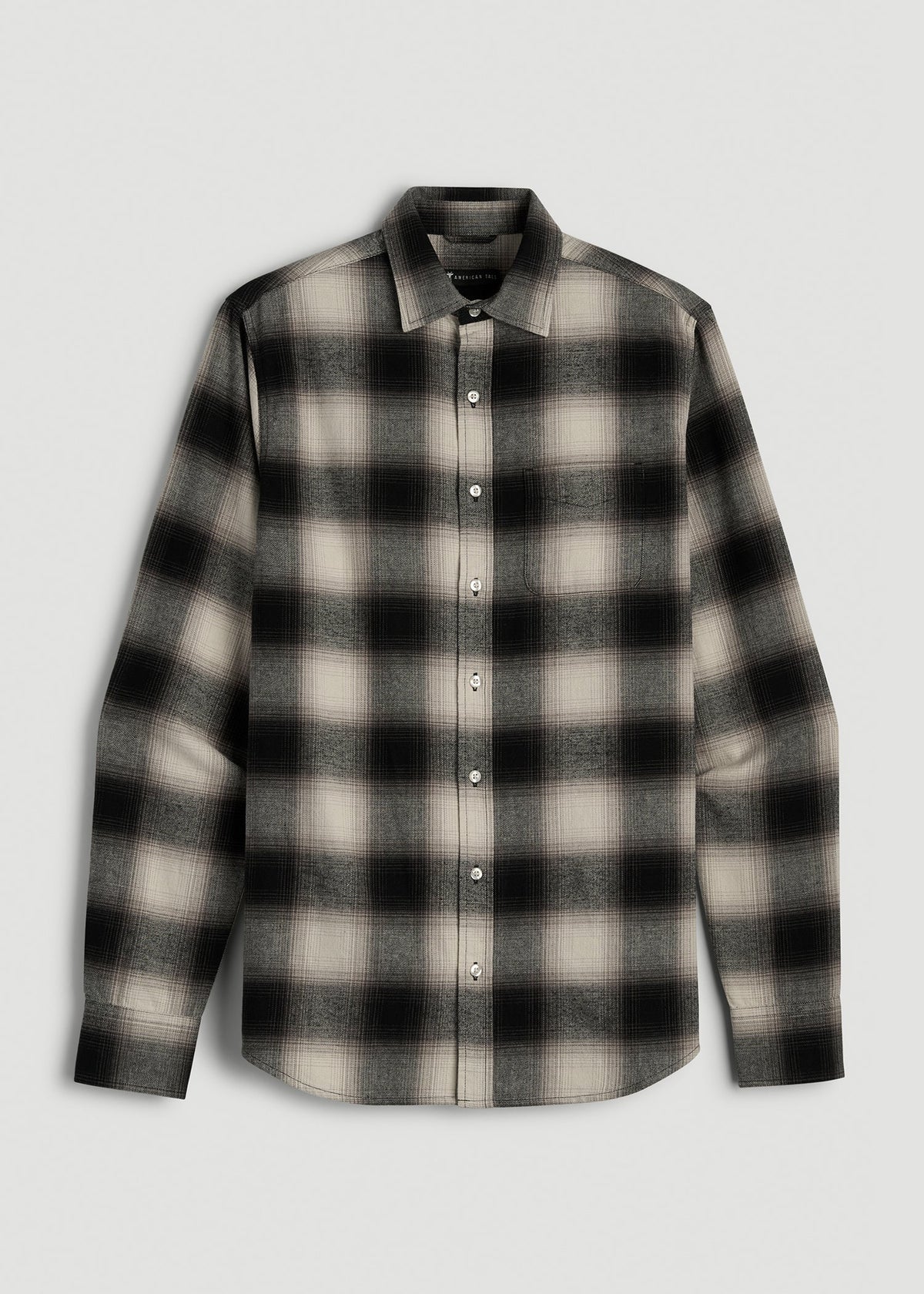 Nelson Flannel Shirt for Tall Men in Beige Blur Plaid