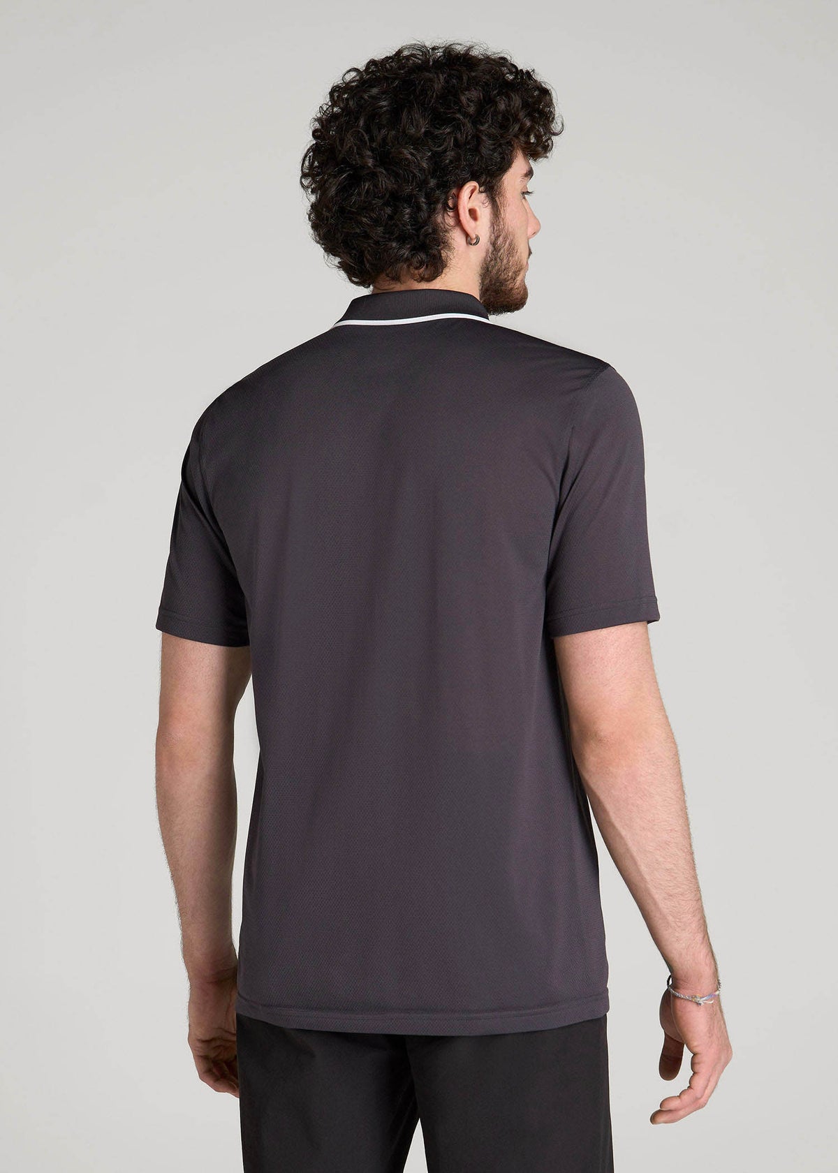 A.T. Performance Tipped Golf Polo for Tall Men in Charcoal