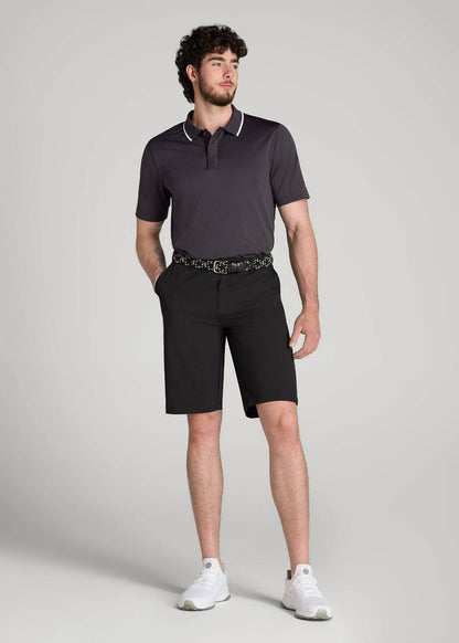 A.T. Performance Tipped Golf Polo for Tall Men in Charcoal