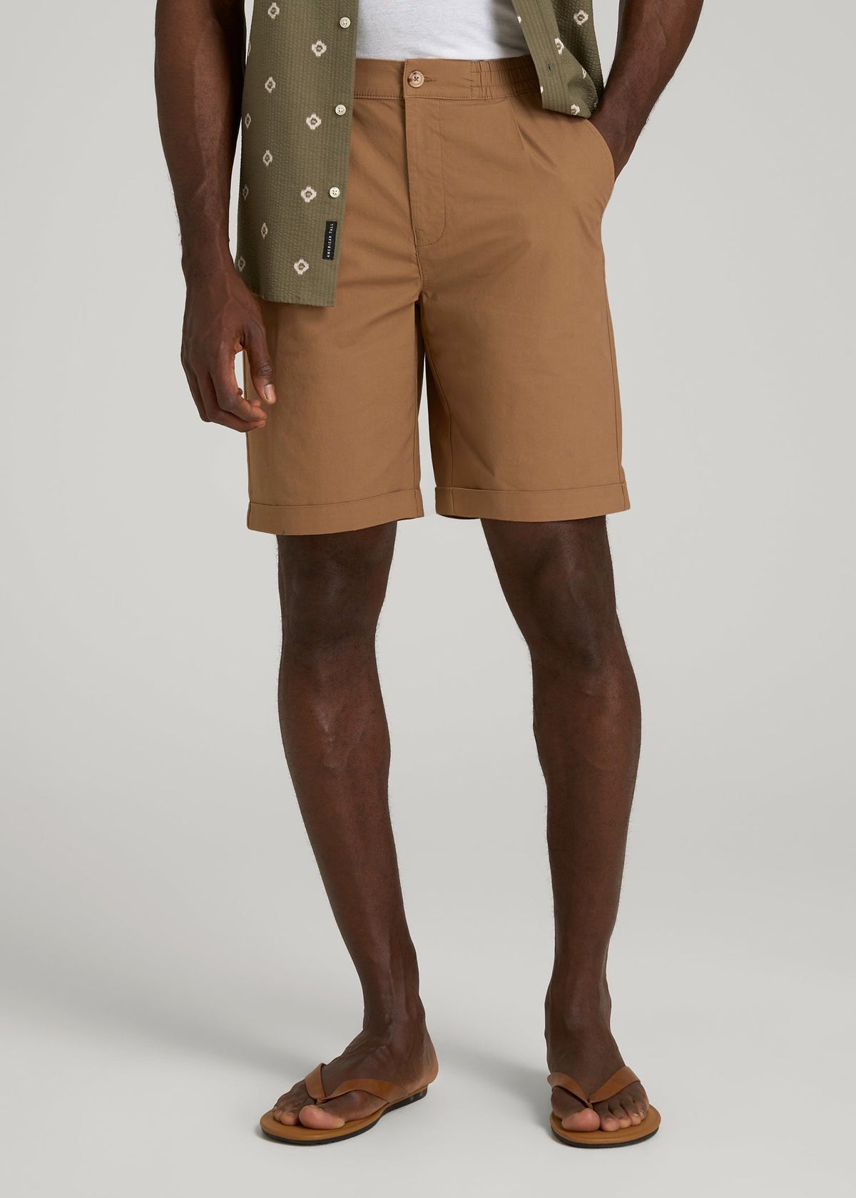 Bermuda Shorts for Tall Men in Russet Brown