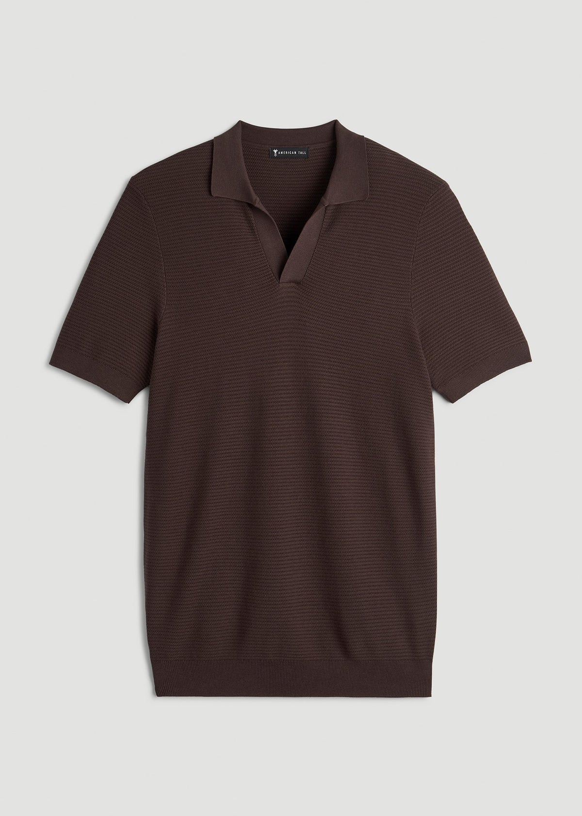 Braided Knit Sweater Polo for Tall Men in Espresso
