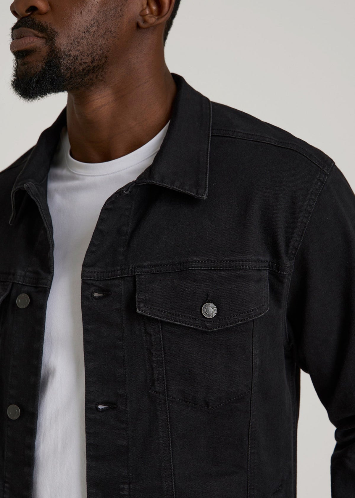 Classic Denim Jacket for Tall Men in Black