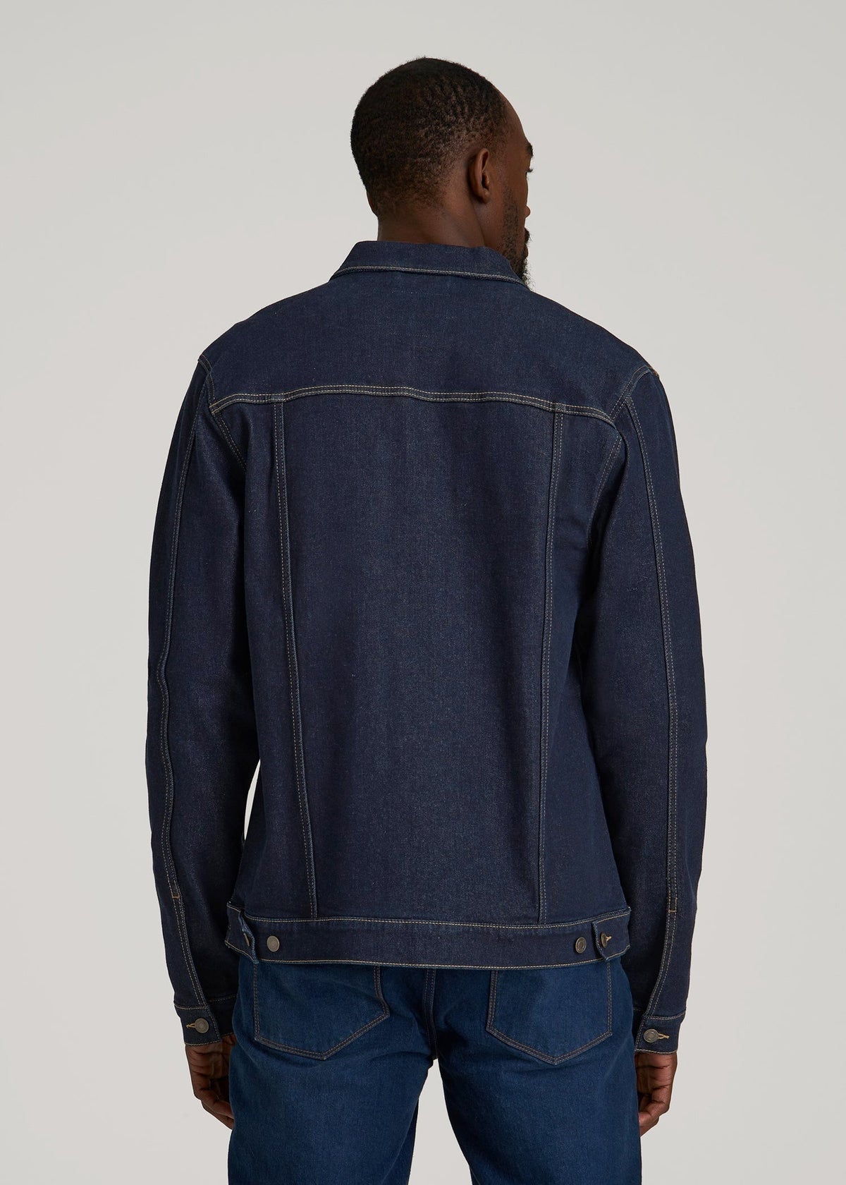Classic Denim Jacket for Tall Men in Rinse Wash