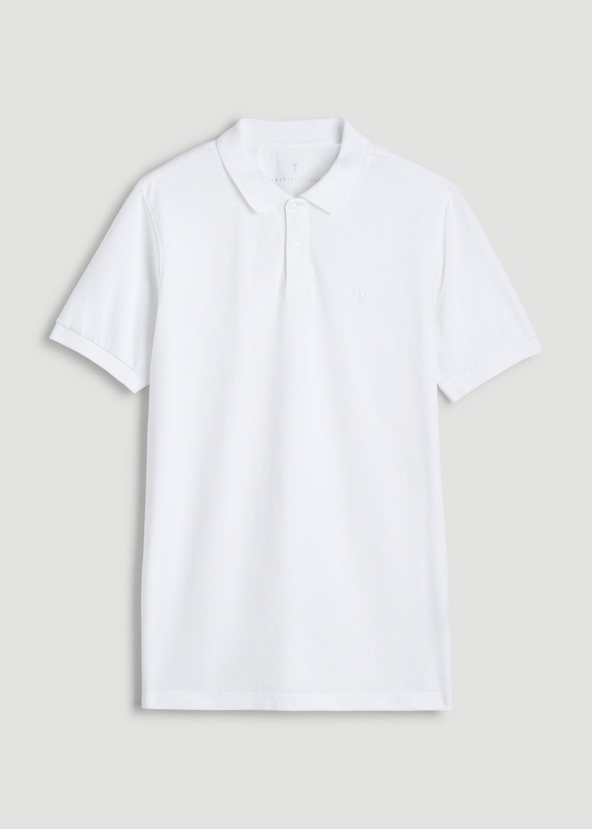 Classic Polo with Embroidered Logo for Tall Men in Bright White