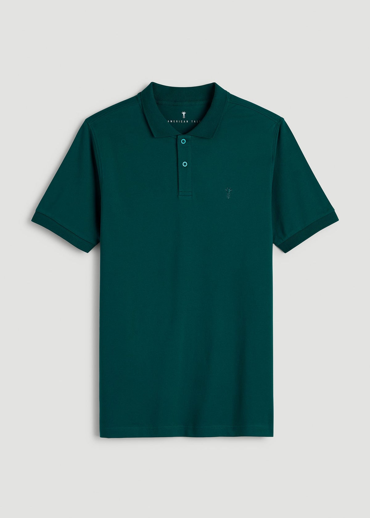 Classic Polo with Embroidered Logo for Tall Men in Deep Teal