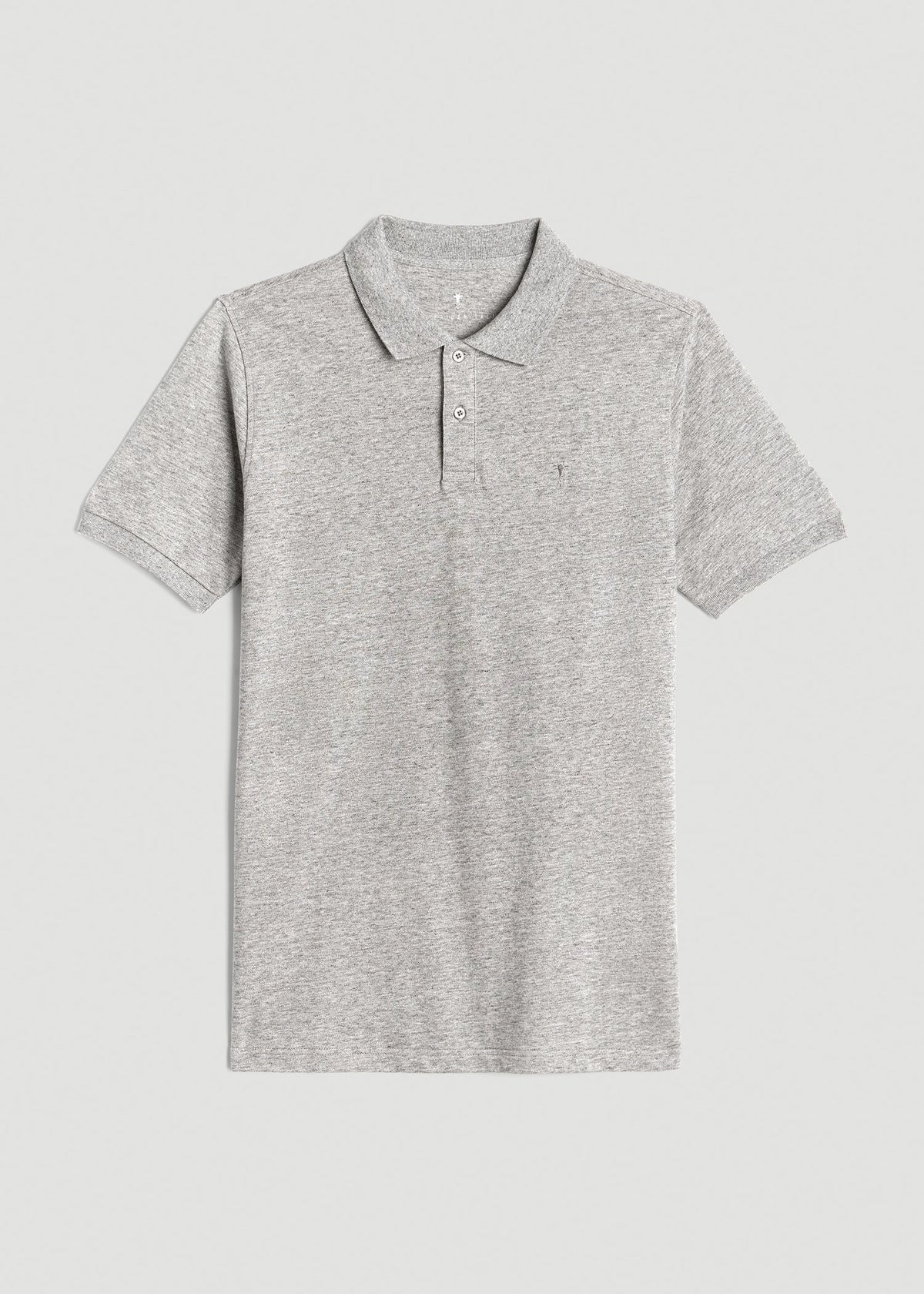 Classic Polo with Embroidered Logo for Tall Men in Heathered Grey
