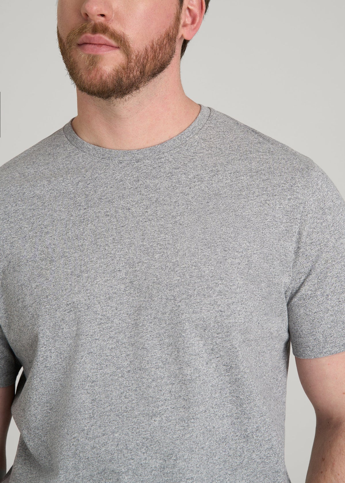 Core Cotton Crewneck Tee for Tall Men in Heathered Grey