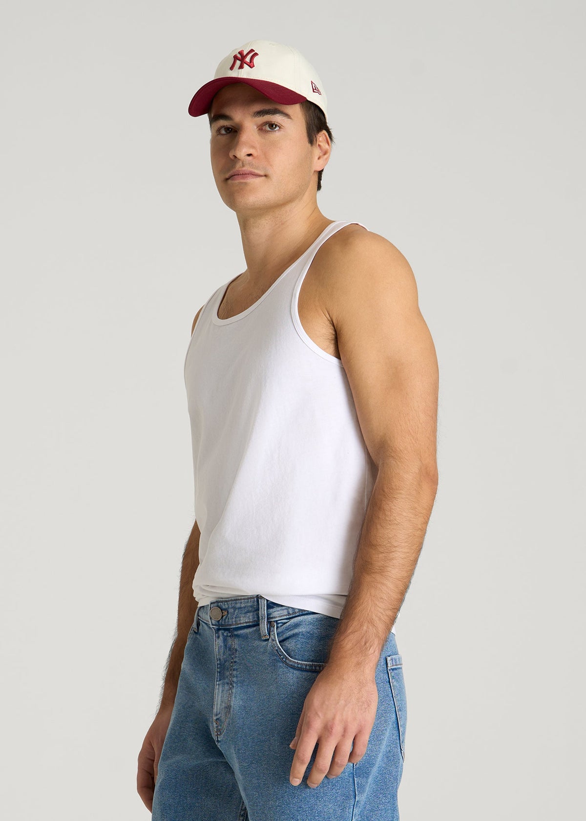 Core Cotton Tank for Tall Men in White