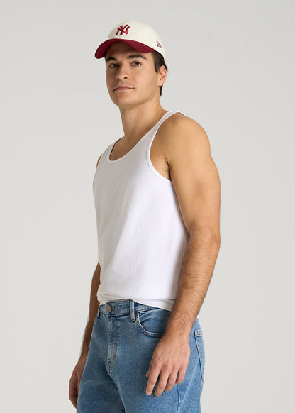 Core Cotton Tank for Tall Men in White