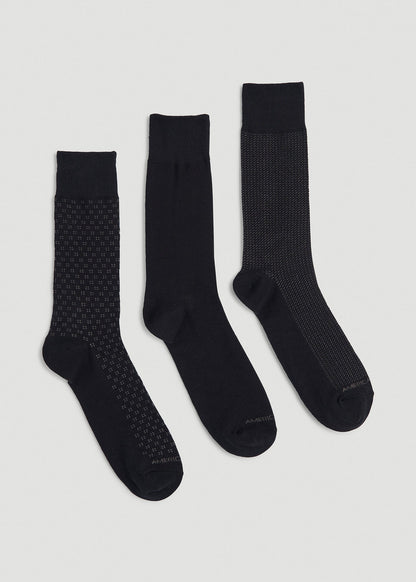 Dress Socks Size 14 to 17 (3-Pack) for Tall Men in Black