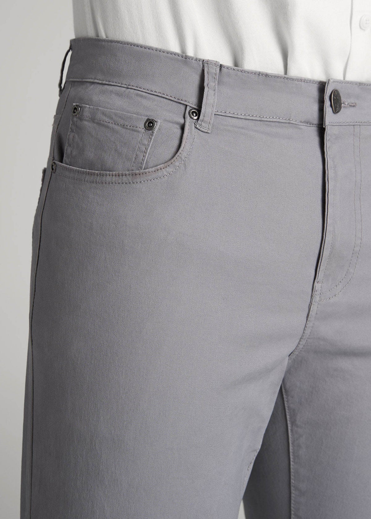 Dylan Slim Fit Five-Pocket Pants For Tall Men in Pebble Grey