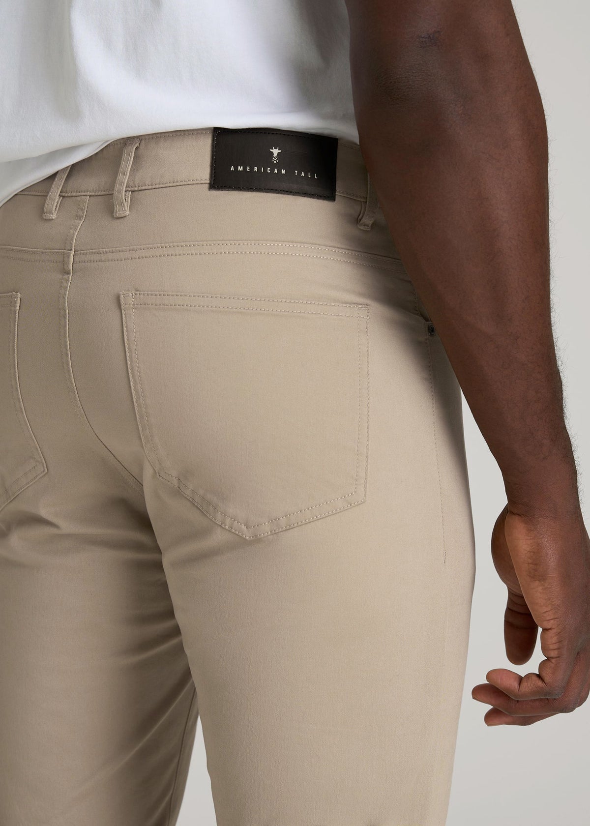 Dylan Slim Fit Five-Pocket Pants For Tall Men in Desert Khaki