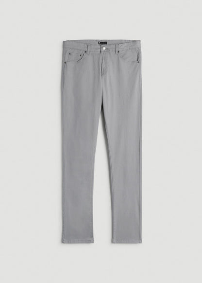 Dylan Slim Fit Five-Pocket Pants For Tall Men in Pebble Grey