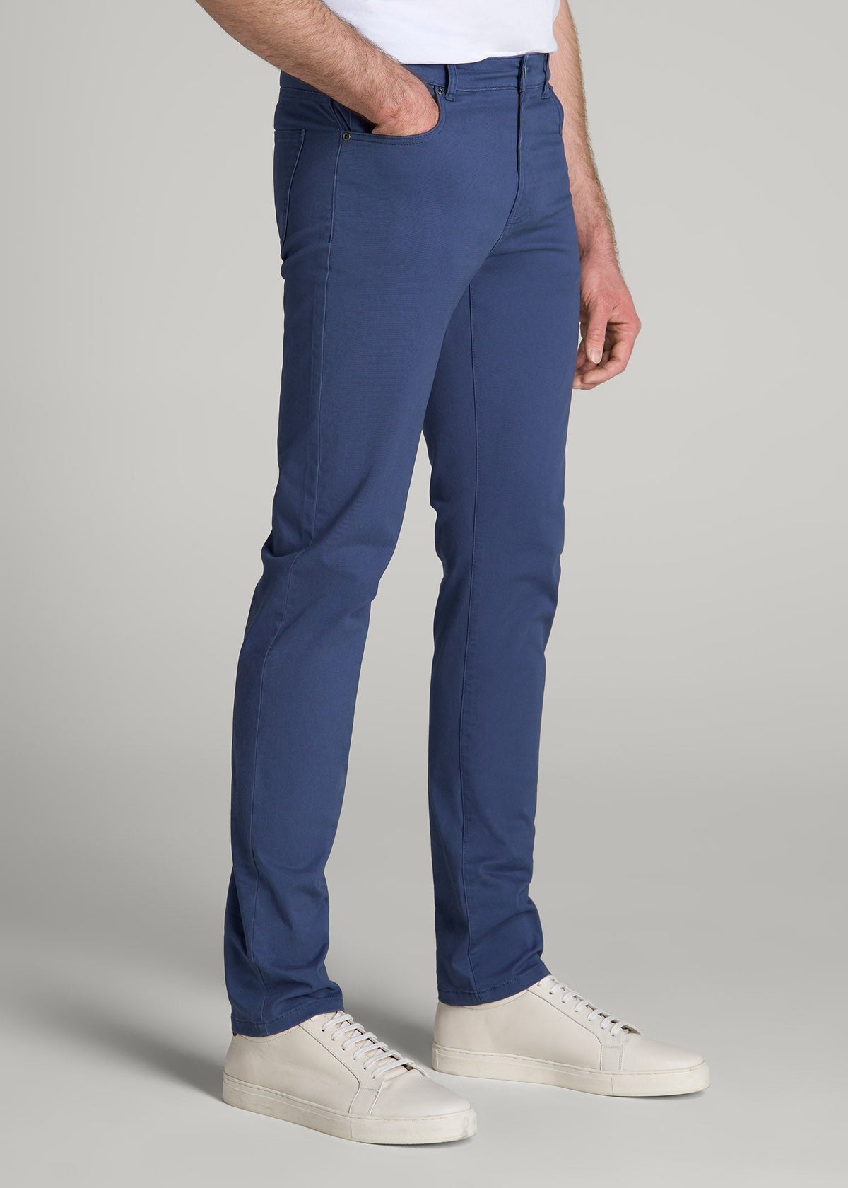 Dylan Slim Fit Five-Pocket Pants For Tall Men in Steel Blue