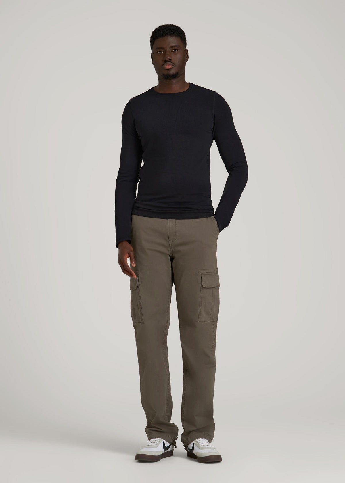The Essential Slim Fit Long Sleeve Tee for Tall Men in Black