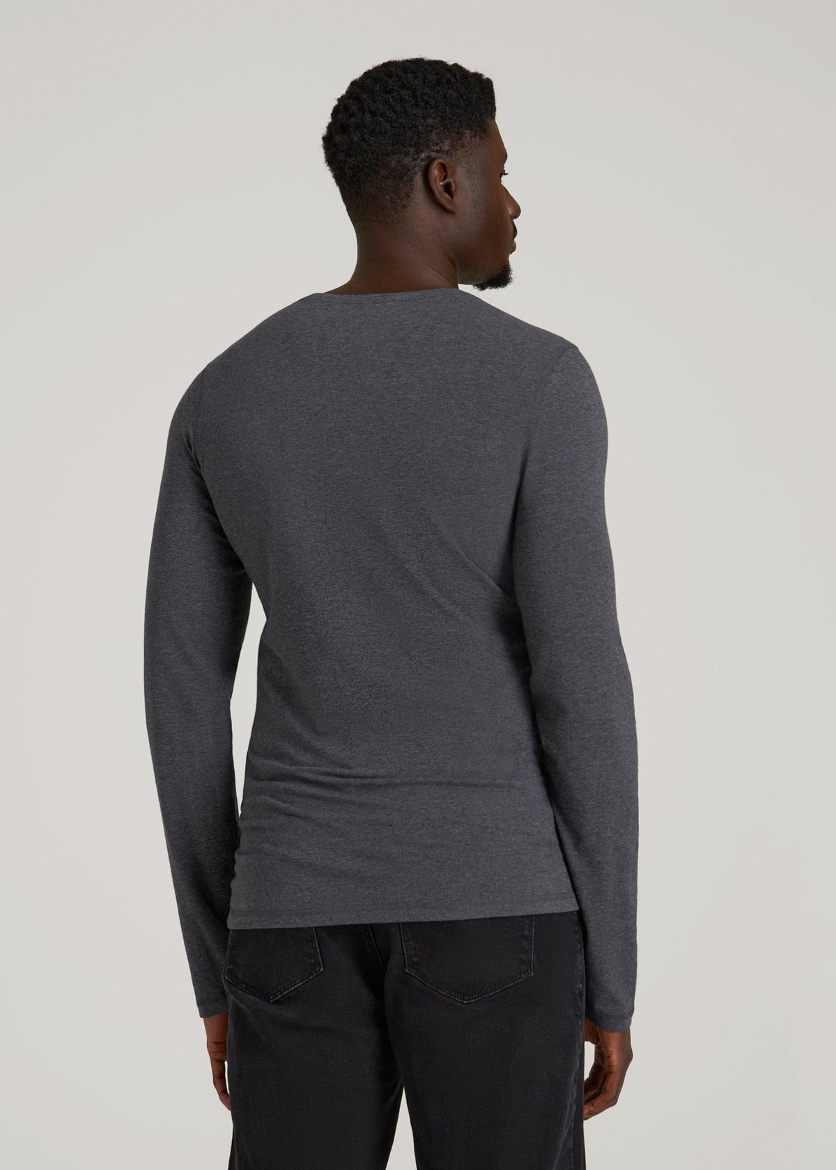 The Essential Slim Fit Long Sleeve Tee for Tall Men in Charcoal Mix