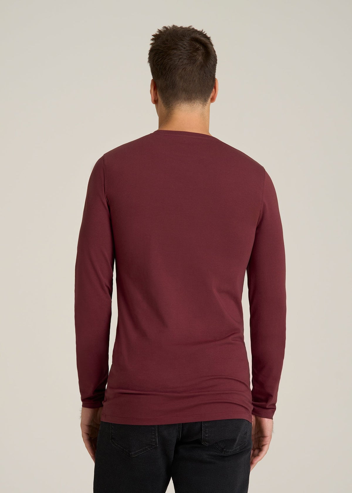 Essential Tees Slim Fit Long Sleeve Tee for Tall Men in Tawny Port
