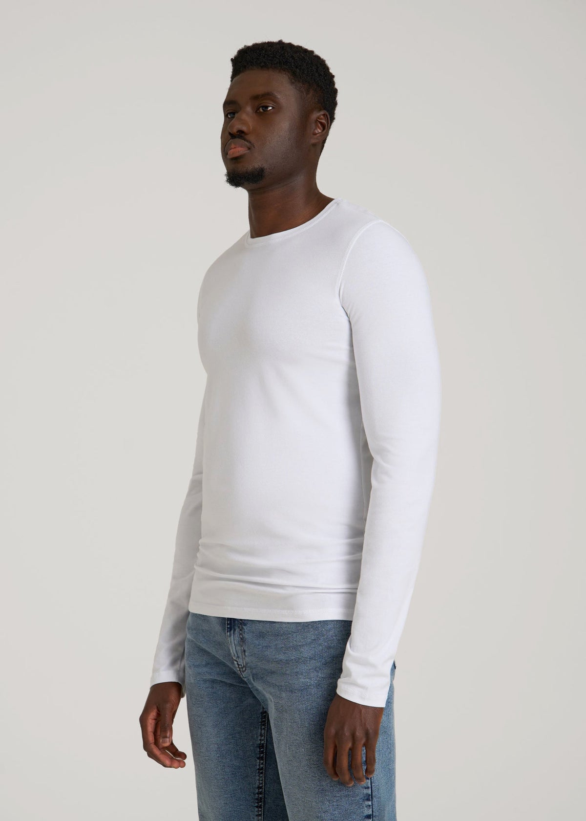 The Essential Slim Fit Long Sleeve Tee for Tall Men in White