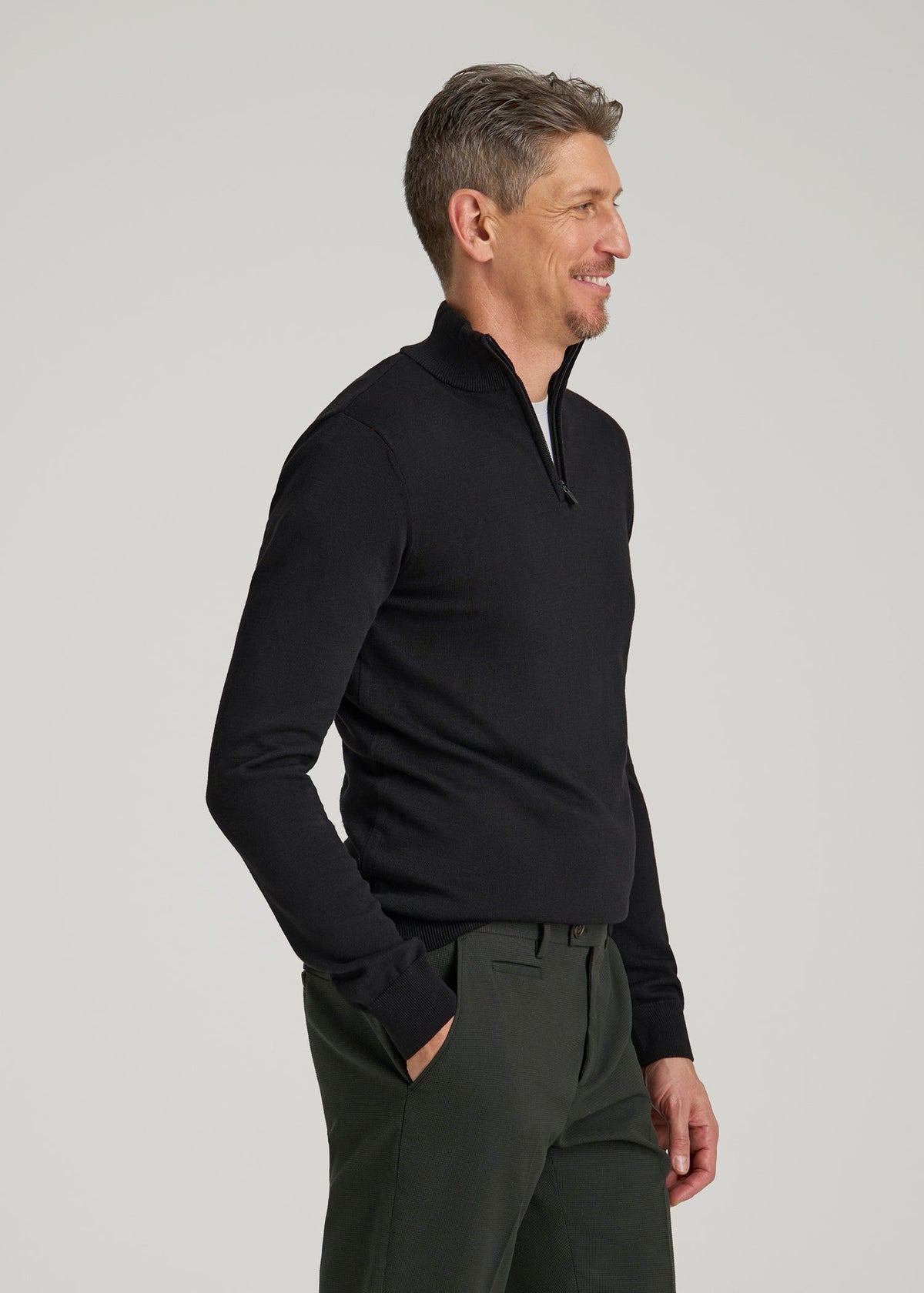 Everyday Quarter-Zip Sweater for Tall Men in Black
