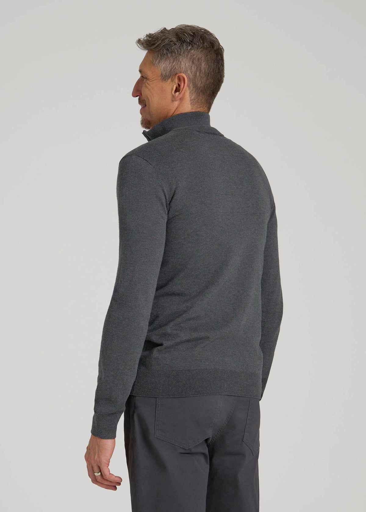 Everyday Quarter-Zip Sweater for Tall Men in Charcoal Mix