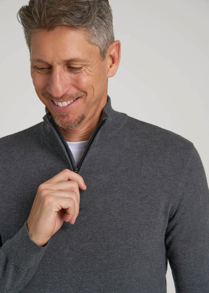 Everyday Quarter-Zip Sweater for Tall Men in Charcoal Mix