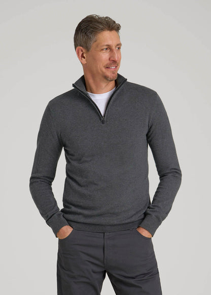 Everyday Quarter-Zip Sweater for Tall Men in Charcoal Mix