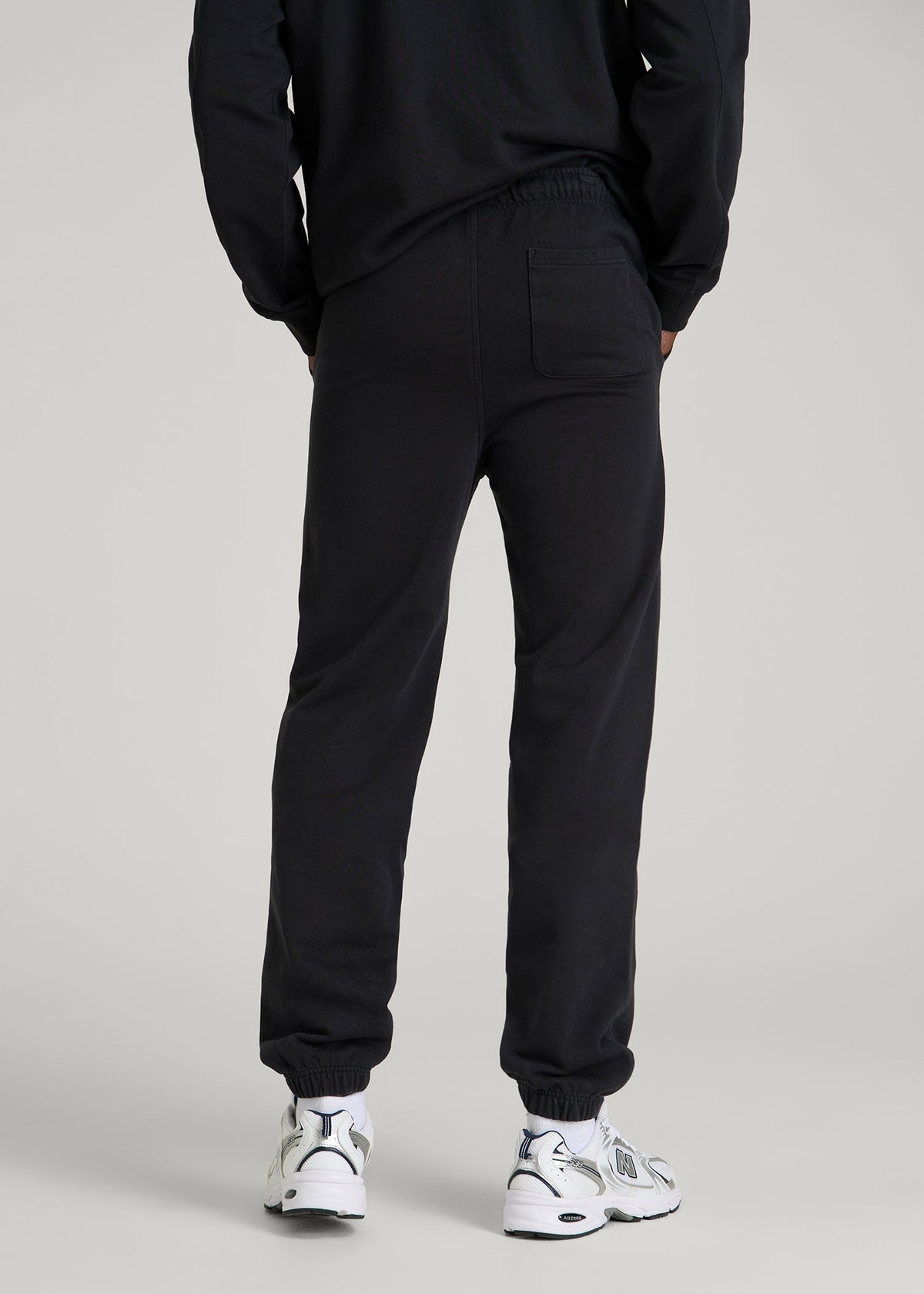 Everyday French Terry Cinched Bottom Sweatpants for Tall Men in Black