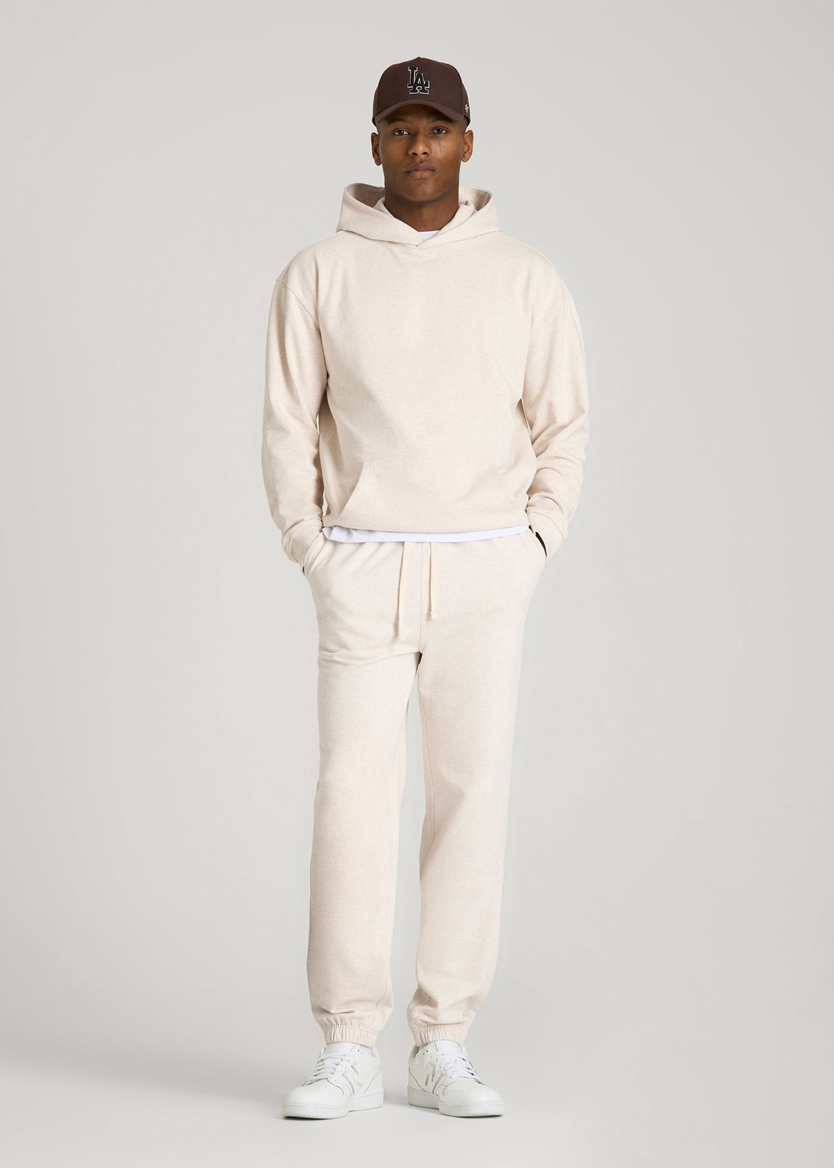 Everyday French Terry Cinched Bottom Sweatpants for Tall Men in Heathered Oatmeal