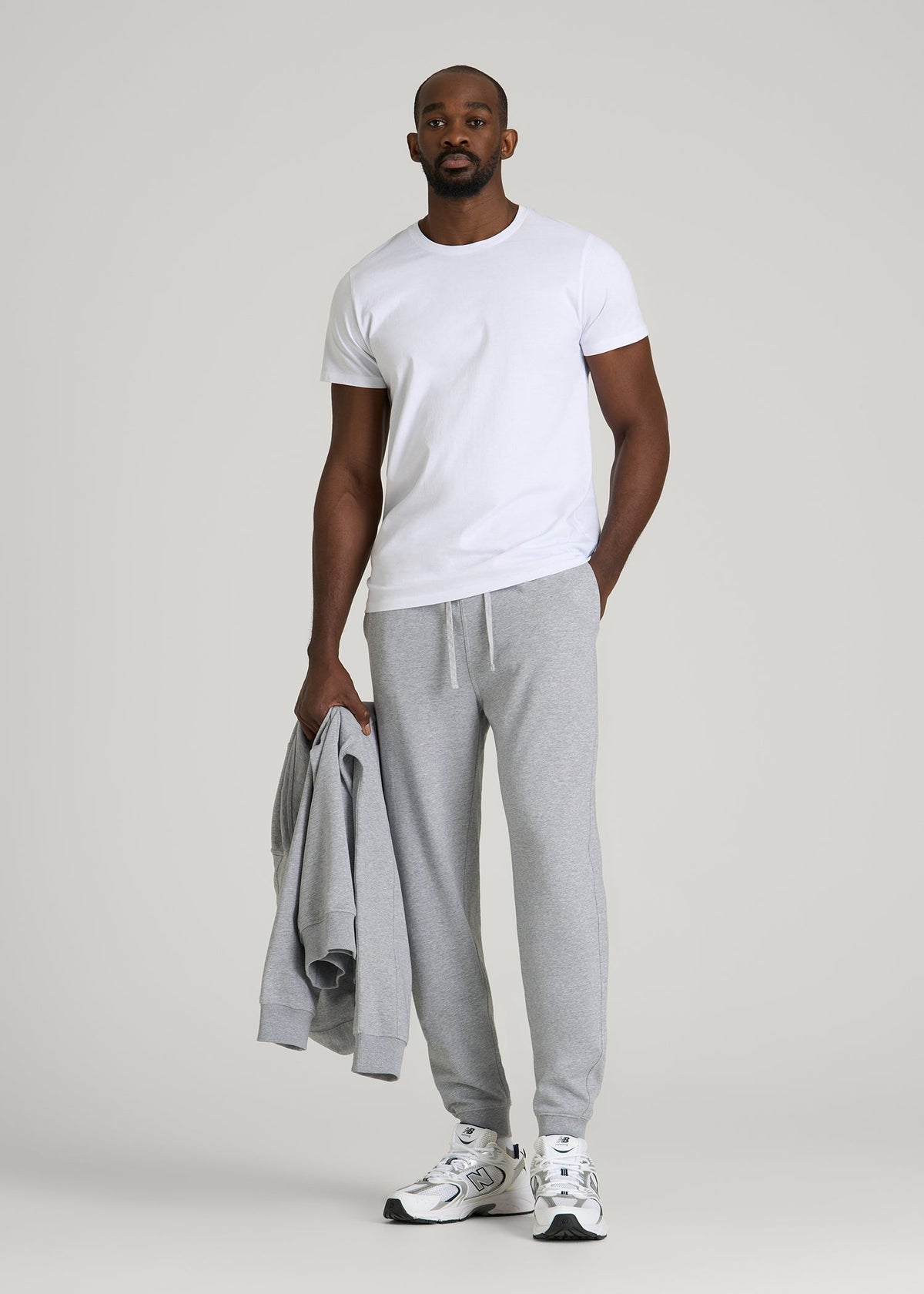 Everyday French Terry Jogger for Tall Men in Grey Mix