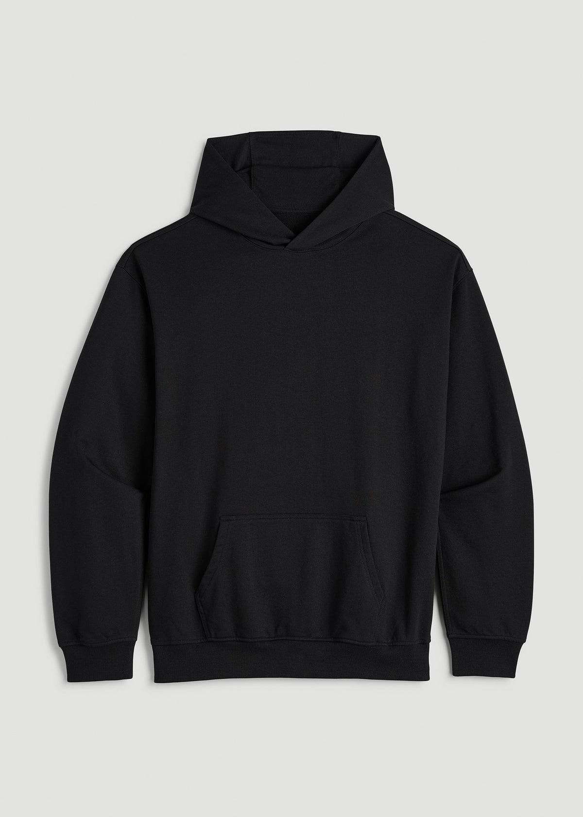 Everyday French Terry Popover Hoodie for Tall Men in Black