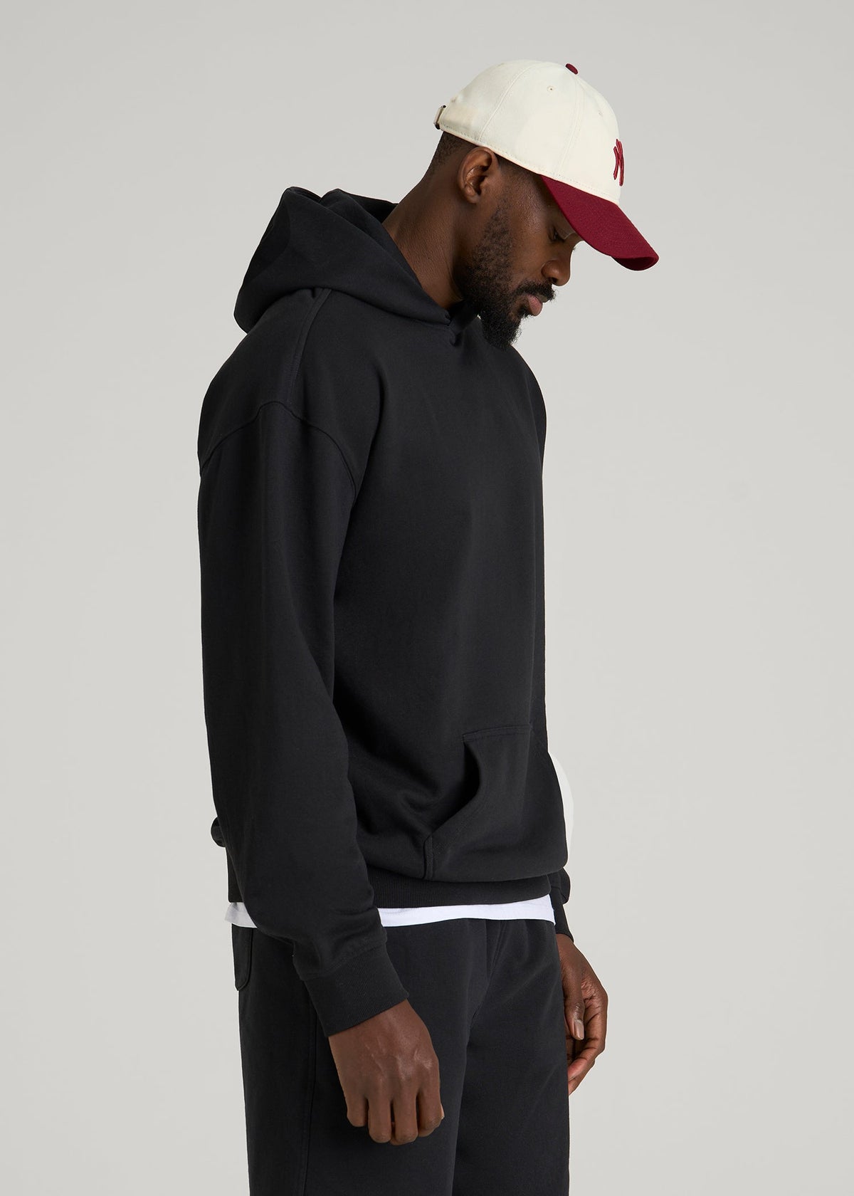 Everyday French Terry Popover Hoodie for Tall Men in Black