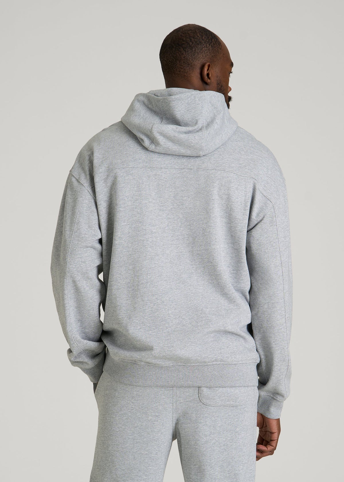Everyday French Terry Popover Hoodie for Tall Men in Grey Mix