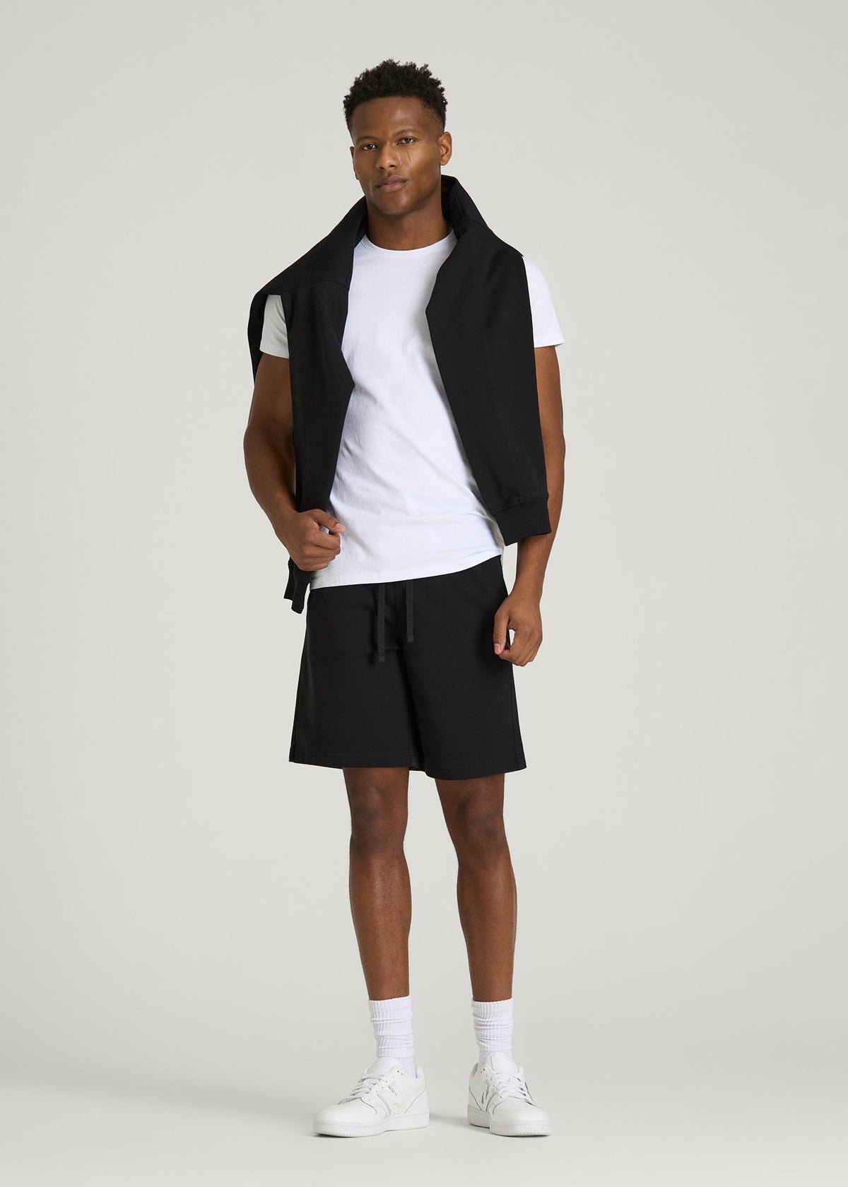 Everyday French Terry Shorts for Tall Men in Black