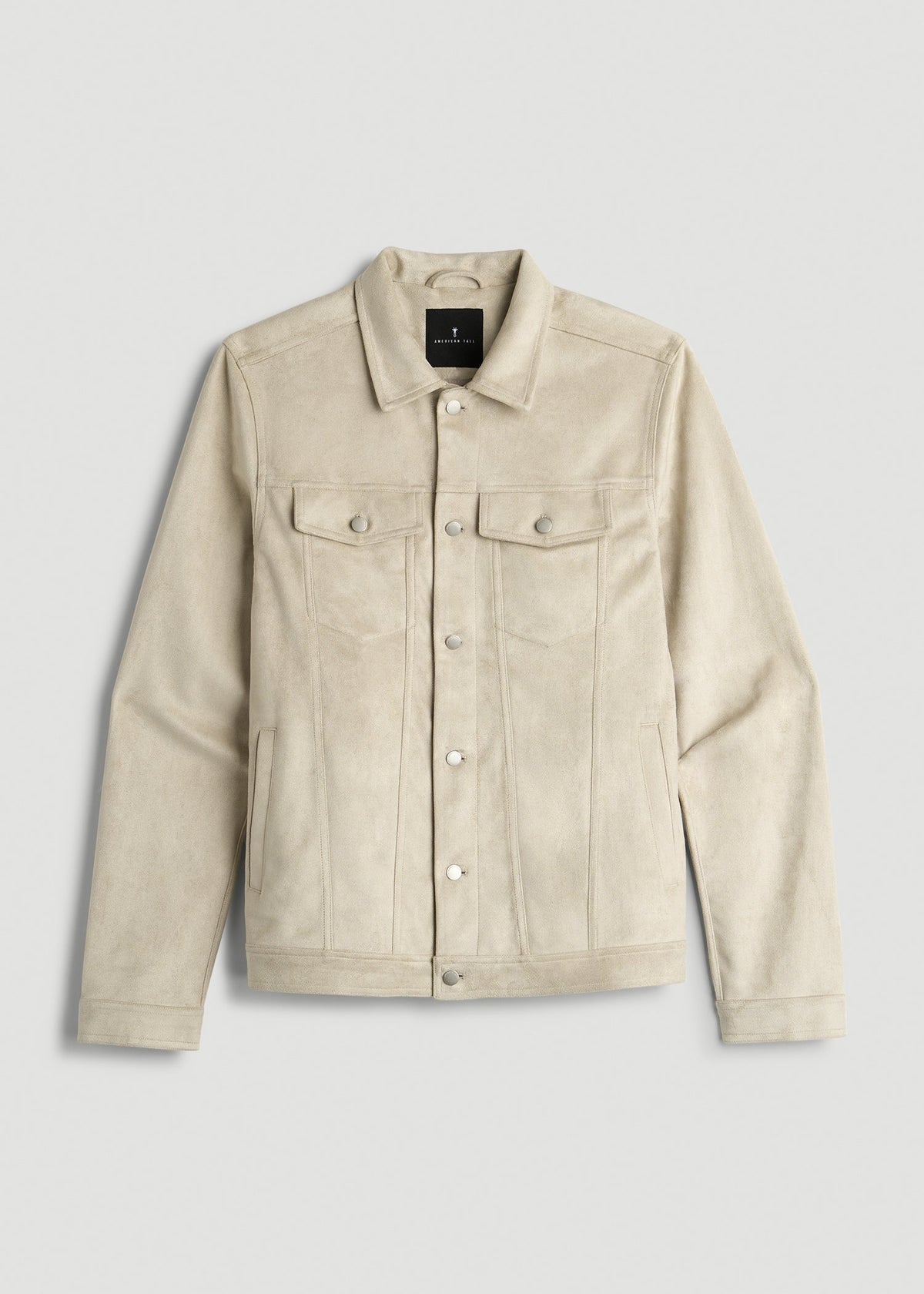 True Touch Suede Trucker Jacket for Tall Men in Overcast