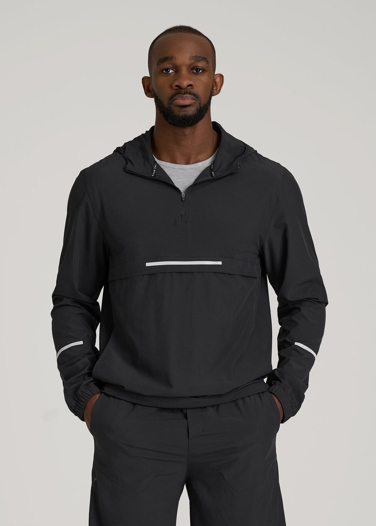 Featherweight Packable Anorak for Tall Men in Black